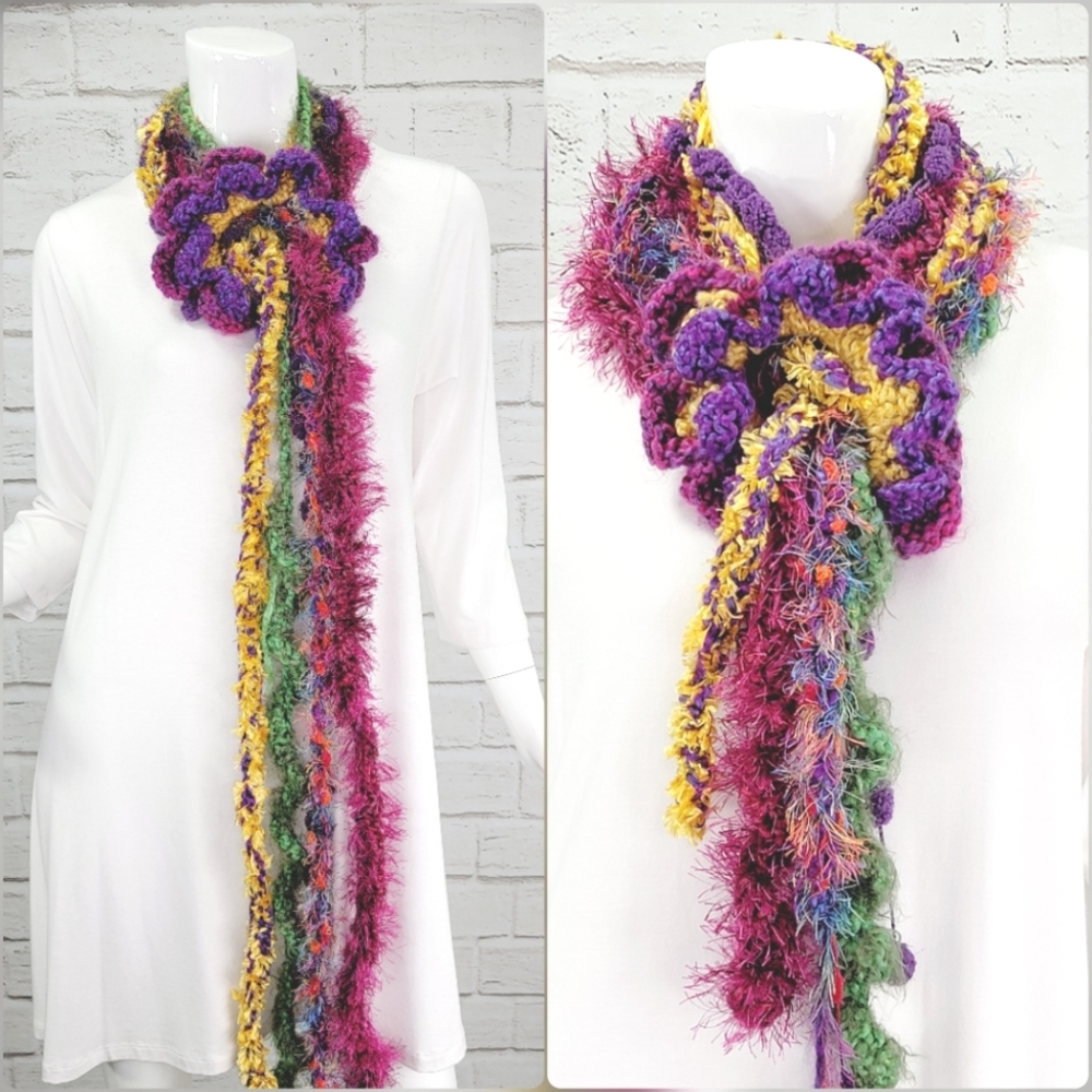 Funky Lady Artsy Unique One-of-a-kind Handmade Flower Scarf